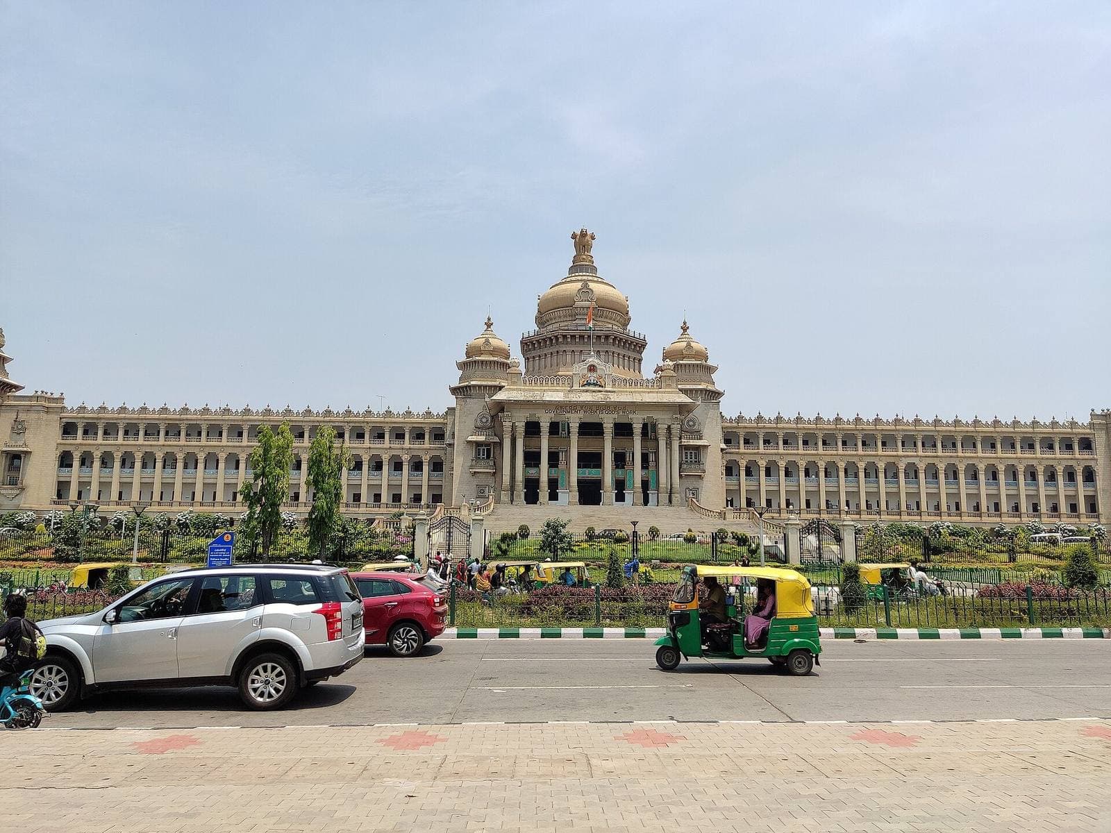 The Vidhana Soudha building in Bengaluru seen from the road