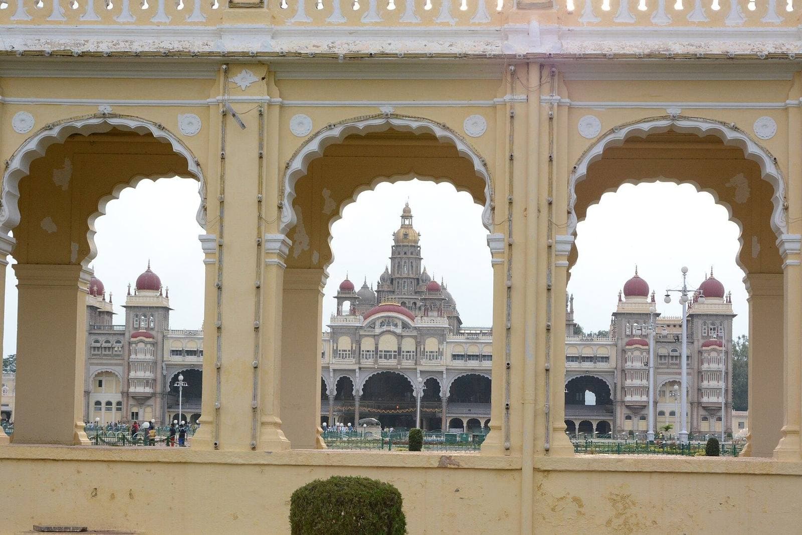 Mysore Palace framed by arches